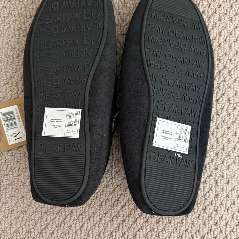 NWT BearPaw Black Moccasin Slippers for Men Size M( 9-10)